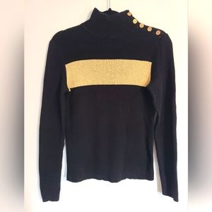 Vintage Lauren Ralph Lauren Black Sweater with Gold Sparkle * Size M
